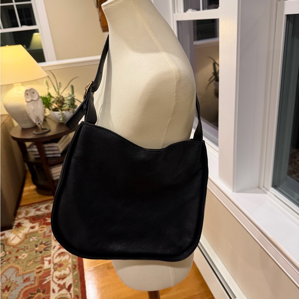 Classic Black Leather Shoulder Bag